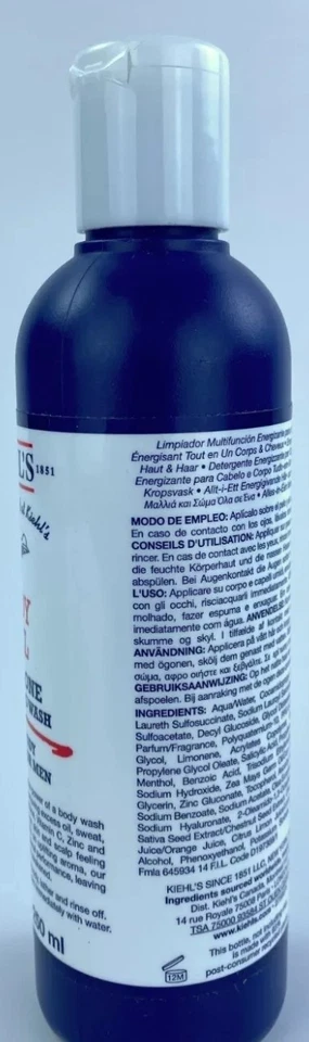 Kiehl's Body Fuel Lavado Energizante Todo en Uno Hombres 8.4 OZ - 250 ml Nuevo y Sellado Foto 2 de 3