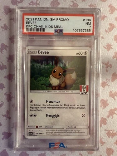 2021 POKEMON INDONESIAN SM PROMO KFC CHAKI KIDS MEAL #186 EEVEE PSA 7