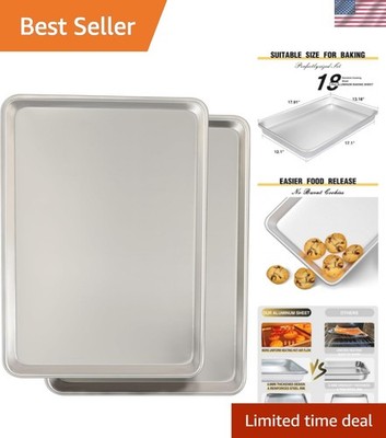 Commercial Quality Baking Sheet Pan Set, Natural Aluminum Cookie Sheet, Warp ...
