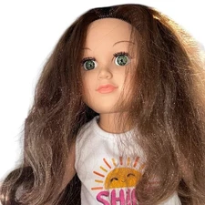 My Life As Doll Brown Hair Green Eyes Colorful Jeans & Shirt Toy Girl Kid 18"