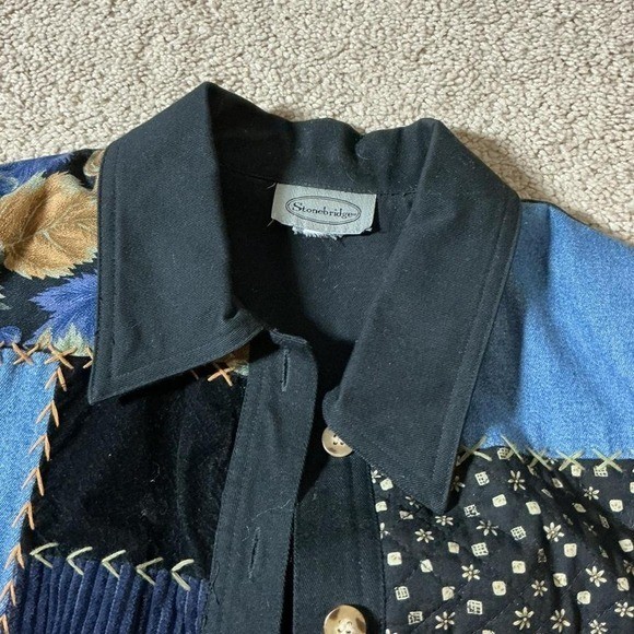 VTG Stonebridge Patchwork Embroidered Leaf Button… - image 4