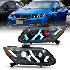 Red Devil Eye LED Headlight For Honda Civic 2012-2015 Lambor style Front Lamps