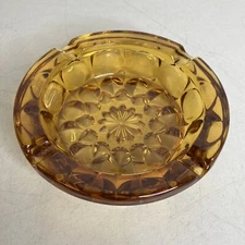 Vintage Boho Bohemian Amber Glass Ashtray ~6 inches