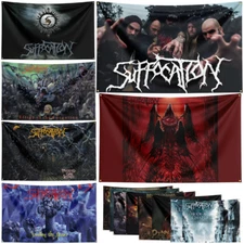 Suffocation Death Metal Band Flag Banner Wall Tapestry Polyester + Brass Grommet