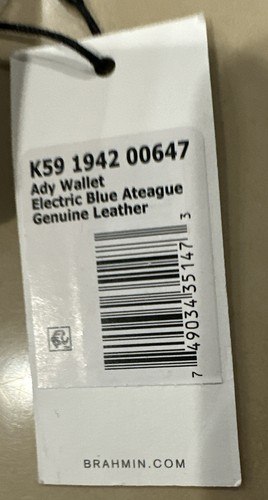 BRAHMIN K5919420074 ADY ELECTRIC BLUE ATEAGUE CREDIT CARD WALLET NWT BEAUTY - Picture 6 of 16