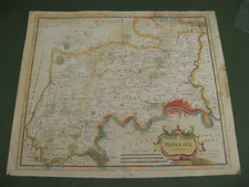 100% ORIGINAL LARGE MIDDLESEX LONDON BY ROBERT MORDEN C1722  HAND COLOURED