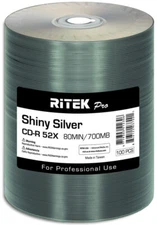 100-Pak RITEK PRO Shiny-Silver Top 52X 80-Min CD-R's in Tapewrap