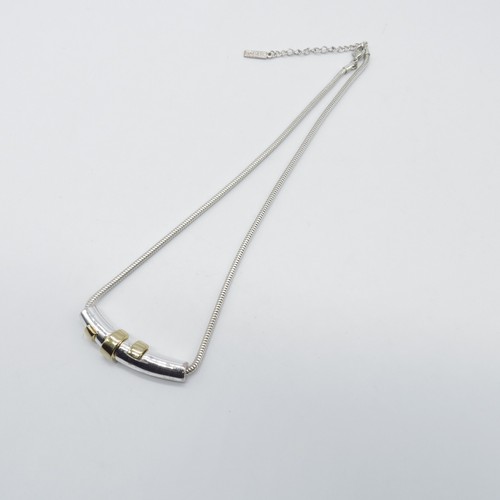 VTG Napier Tube Bar Slide Pendant Necklace Two Tone Unique Edgy - Picture 17 of 18
