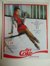 1992 Diet COKE ON ICE Katarina Witt vintage print ad