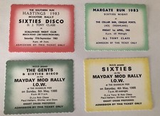 4 X SCOOTER RUN / MOD TICKETS 1980?S - IN MINT CONDITION - LAMBRETTA/VESPA/RALLY
