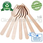 100 x Wooden Disposable Forks Biodegradable Wood Cutlery For Parties Catering