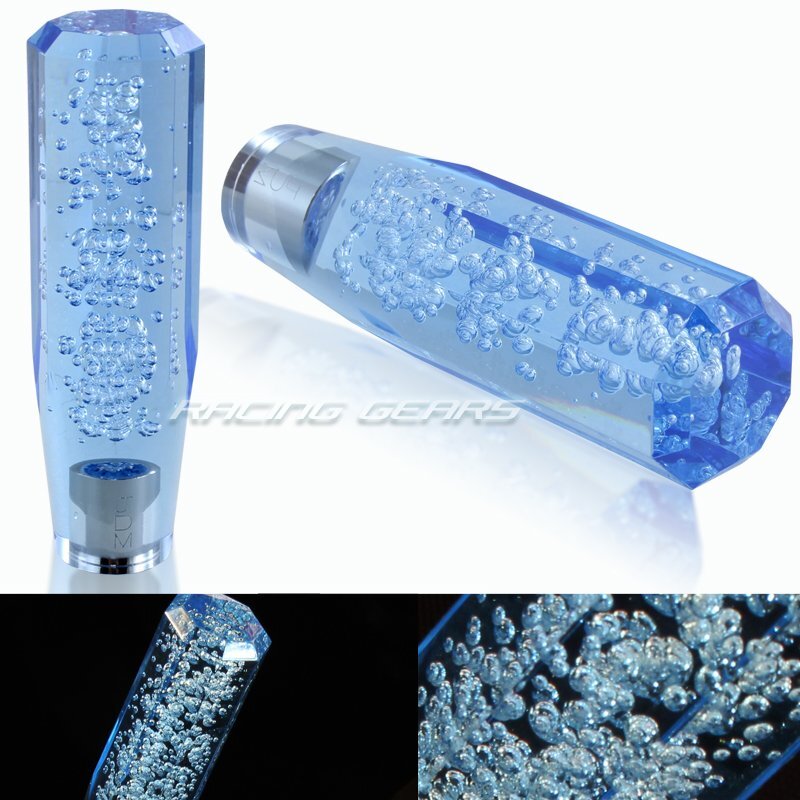 JDM Octagon Crystal VIP Shift Knob – 150mm Tall, Blue, Universal Manual Transmission – DownShift_Moto