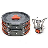 Odoland Camping Cookware Kit With Mini Camping Stove - Odoland Camping Cookware Odoland Camping Cookware Kit With Mini Camping Stove - Odoland Camping Cookware