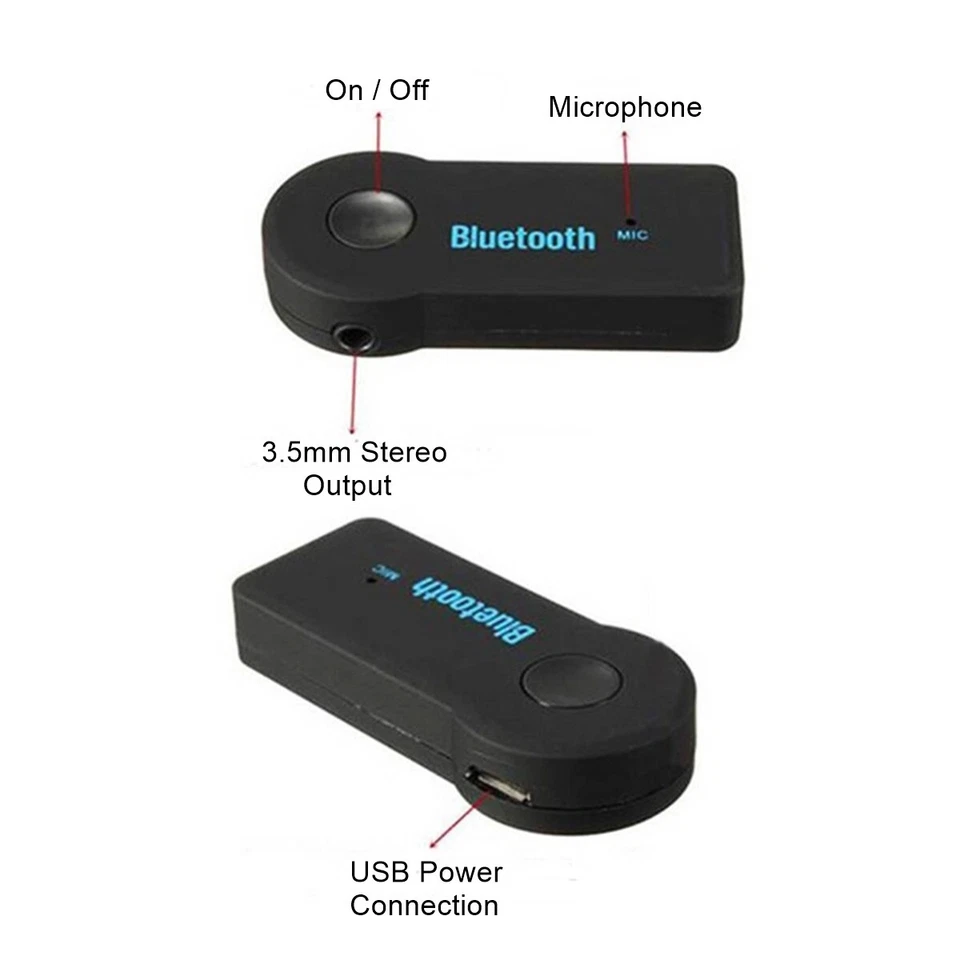 Wireless Bluetooth Audio Receiver with Mic Hand-free Phone For Car Music Aux - Image 2 of 4