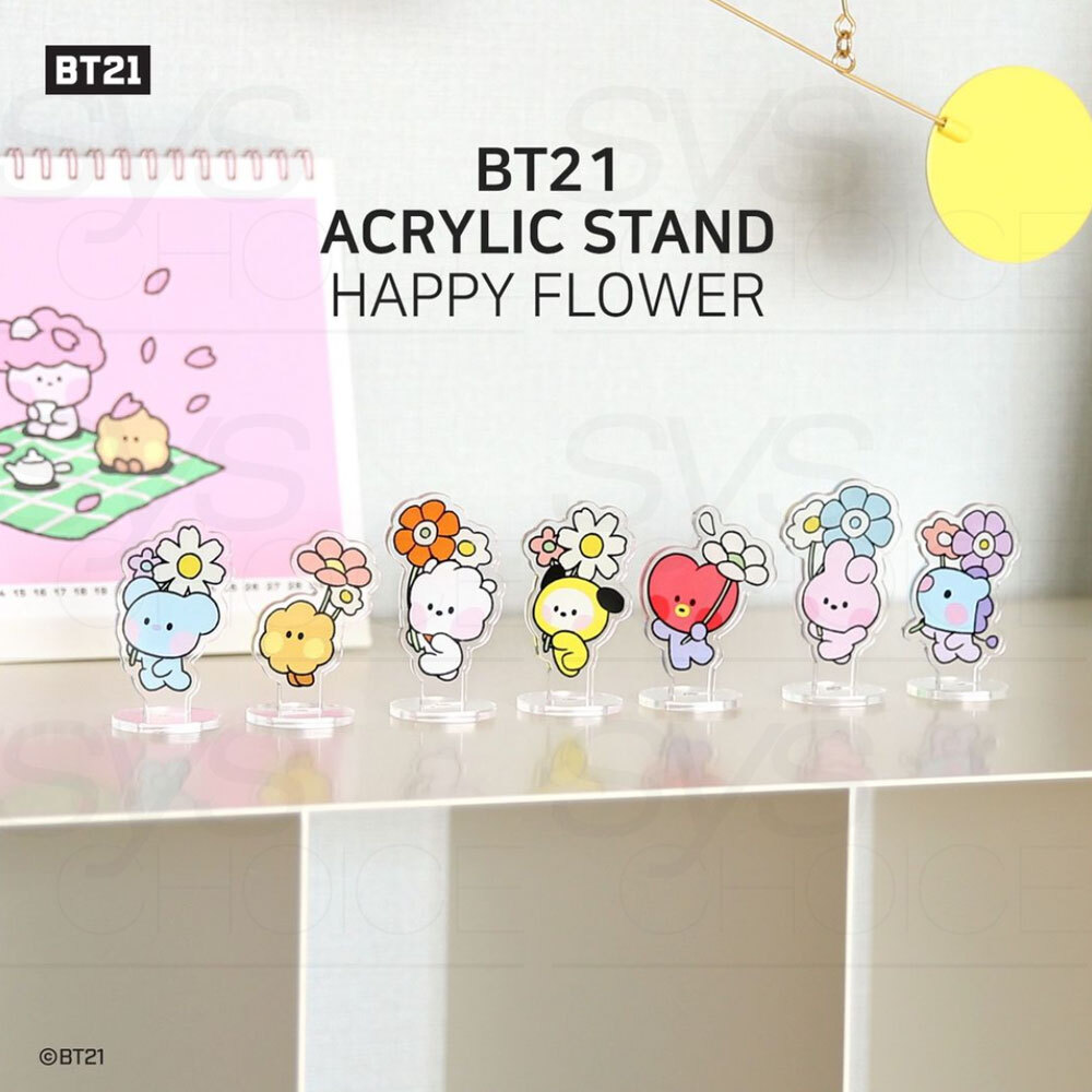 BTS BT21 Official Authentic Goods Acrylic Stand Happy Flower +