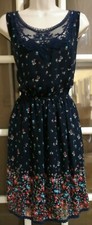 Up By Ultra Pink New With Tag's Woman's XL Dark Blue Floral Lined Tea Dress