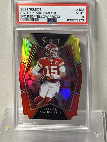 2021 Select PATRICK MAHOMES II Premier Level Red Yellow Prizm Die-Cut #102 PSA 9