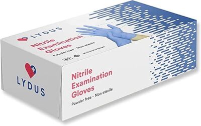 Lydus 4 Mil Latex Free Nitrile Textured Fingertip Exam Gloves- Medium 100 Count