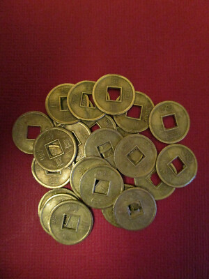 Practical Geocaching    10mm Brass Oriental Lucky Coins - 24 pcs - Free Freight!