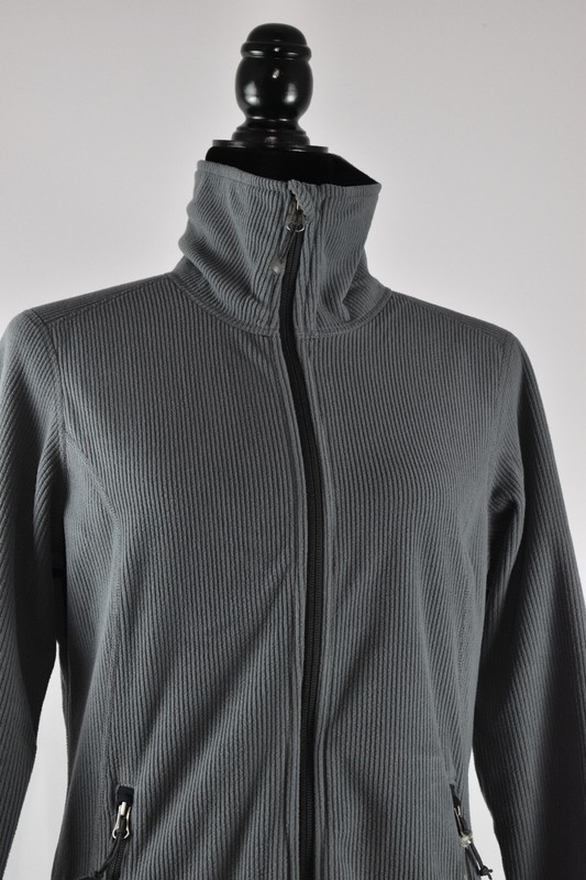 NWT Eddie Bauer Size XS Vertical Full Zip Fleece Jacket Warm Lightweight Gray