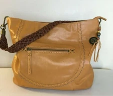 THE SAK TAN Genuine LEATHER WOMAN HANDBAG PURSE WEAVED WOVEN Sholder Bag Tote