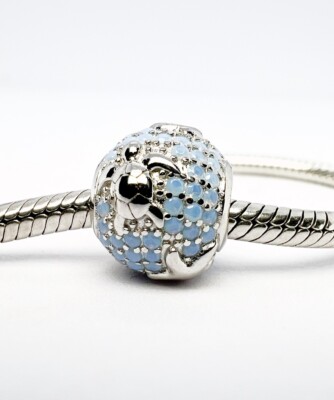 Opal Charm Meeresschildkröte rund Ozean Strand Bead echt 925 Sterling Silber  