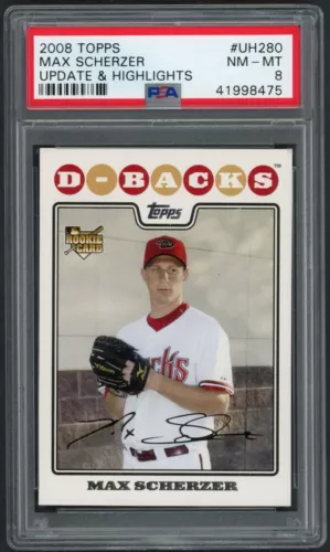 2008 Topps Max Scherzer Diamondbacks PSA 8 NM-MT Update & Highlights Rookie Card