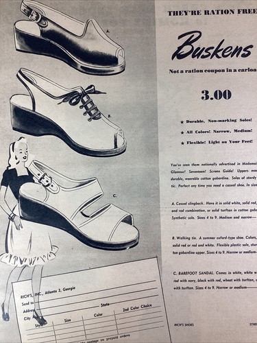 Atlanta GA Print Ad 1945 AJC Rich’s Women Fashion Shoes Buskens - Picture 1 of 9
