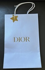 Dior Authentic White Pebble Shopping Gift Luxury Bag 15x10x5 With Gold Star