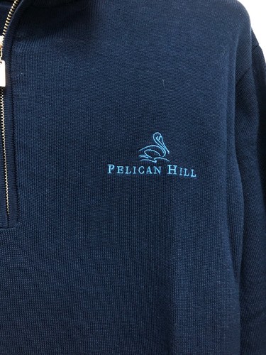 Men's Golf 1/4 Zip Pullover Pima Cotton Navy Sweater w/ Pelican Hill Logo Size M - Picture 4 of 8