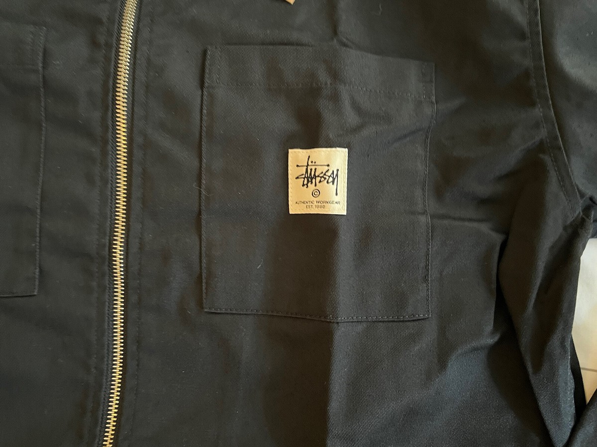 Stussy Classic Zip Up Black Long Sleeve Work Shirt Men's Stussy Classic Zip Up Black Long Sleeve Work Shirt Men's