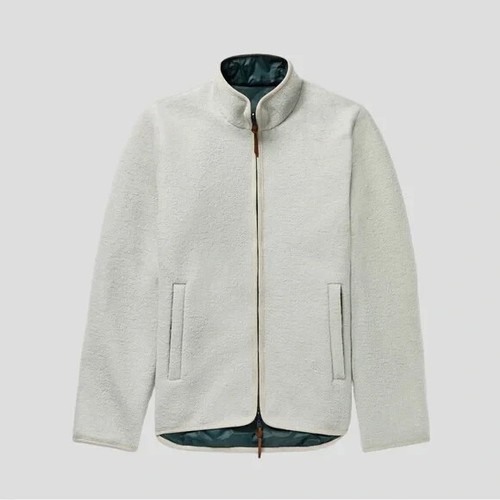 Sid Mashburn V7825 Mens Stone /Green Fleece Reversible Zip-Up Jacket Size L - Picture 4 of 4