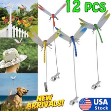 12PCS Fake Dragonfly Clip Waterproof Outdoor 3D Dragonfly Garden Decorative JQ