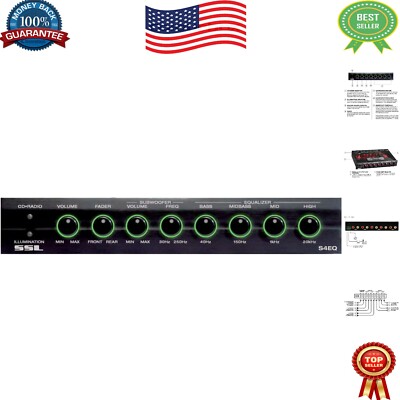 Compact 4-Band Car Audio Equalizer with Variable Subwoofer Filter & Gold Outputs