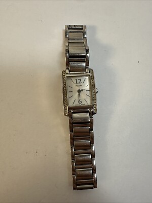 Pulsar Womens Tank Watch 18mm Silver Tone Crystals 1N00-X265 New Battery 6.5\