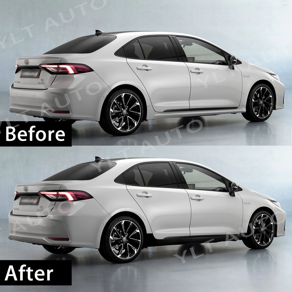 Corolla Rear Rocker Panel Extension Side Skirts For 2014-2019 Toyota Corolla Sedan - ABS Plastic Rocker ...