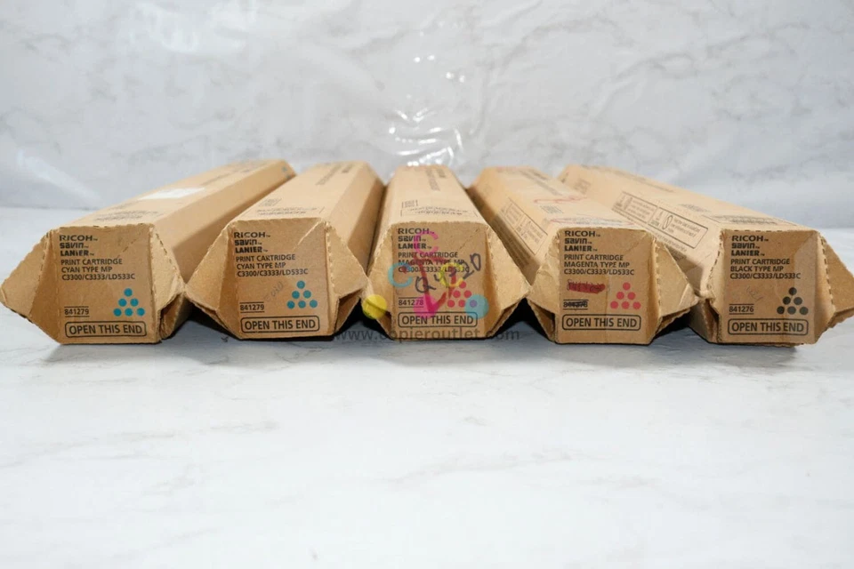 5 New OEM Ricoh MP C3300,C3333,LD533C CCMMK Toners 841276, 841278, 841279 - Image 2 of 4