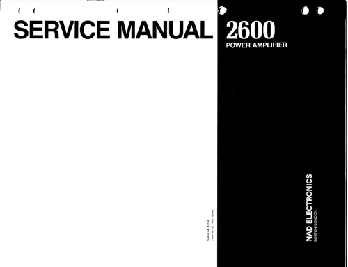 Service Manual Guide For NAD 2600