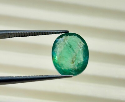 natural gemstone emerald zambia green color oval shape transparent
