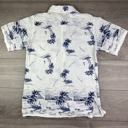Camisa De Colección Para Hombres Blanca Azul Tailandia Delgada Ligera Verano Manga Corta Talla M - Imagen 6 de 6