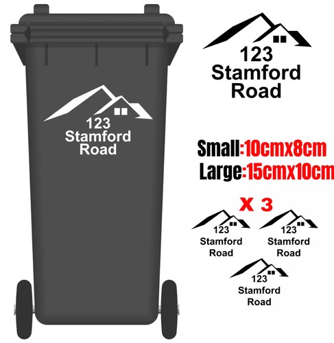 3 x Wheelie Bin House Road Numbers Stickers Street Name Wheely Dustbin Sticker - Picture 8 of 11