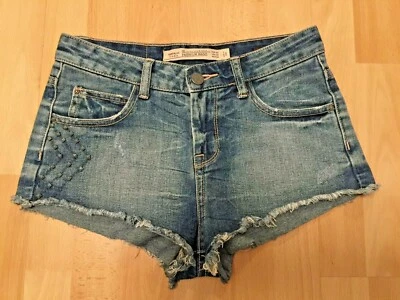ZARA MINI SHORT DENIM BLEU CLOUTE T.34 - Photo 1/3
