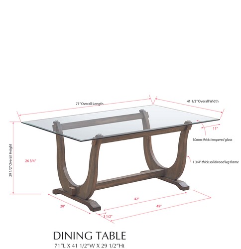 Kings Brand - Elmer 7 Piece Glass Top Dining Set, Table & 6 Chairs, Gray/Blue - Picture 4 of 5
