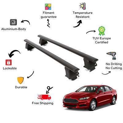 Bare Roof Rack Cross Bars Set for FORD Fusion Sedan II 4 Door 13-Up Black