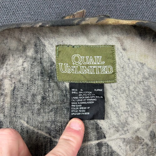 Quail Unlimited Vest Men XL Camouflage Camo Full Zip Hunting Shooting NWT - Picture 6 of 9