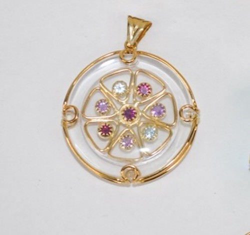 14k Gold Milor Italy Exotic Lrg Pendant Precious/Semi-Precious Stones, Rare - Picture 8 of 15