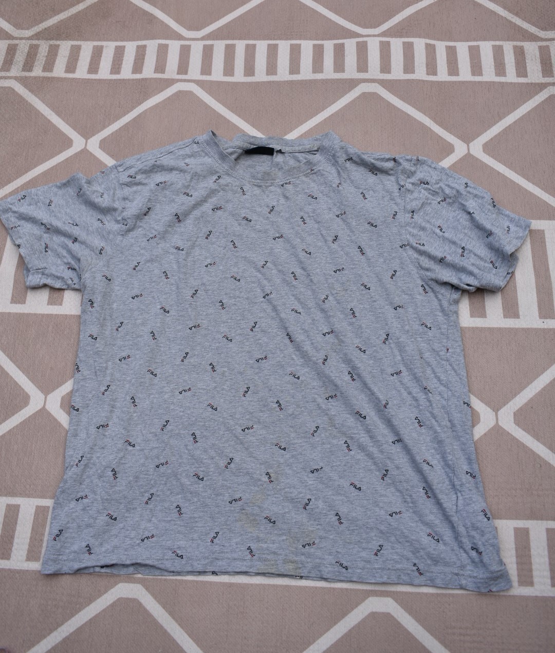 T shirt Fila manica corta stampa all over grigia uomo taglia media piccola logo maglietta