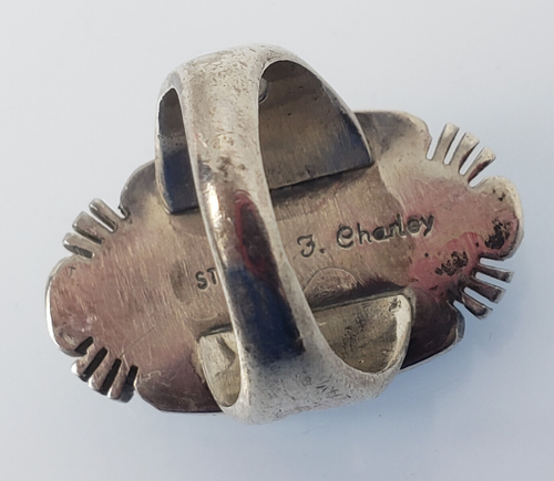 Anello Nativi Americani NA Misura 7,5 .925 Lt Blu Turchese Naturale F Charley Navajo - Foto 7 di 11