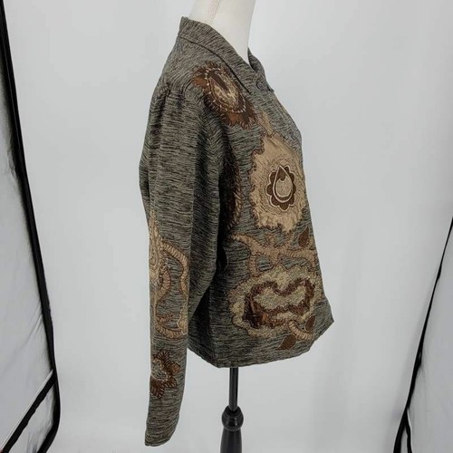 Tantrums Collection Giacca Donna Marrone Nero Misto Seta Foderata con Bottoni Applique L - Foto 6 di 8