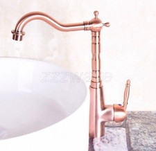 Antique Red Copper Single Handles Swivel Kithcen Sink Faucet Mixer Tap znf129